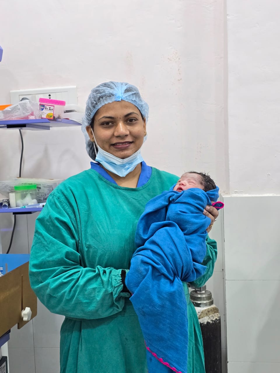 Happy newborn at Shirole Maternity Hospital